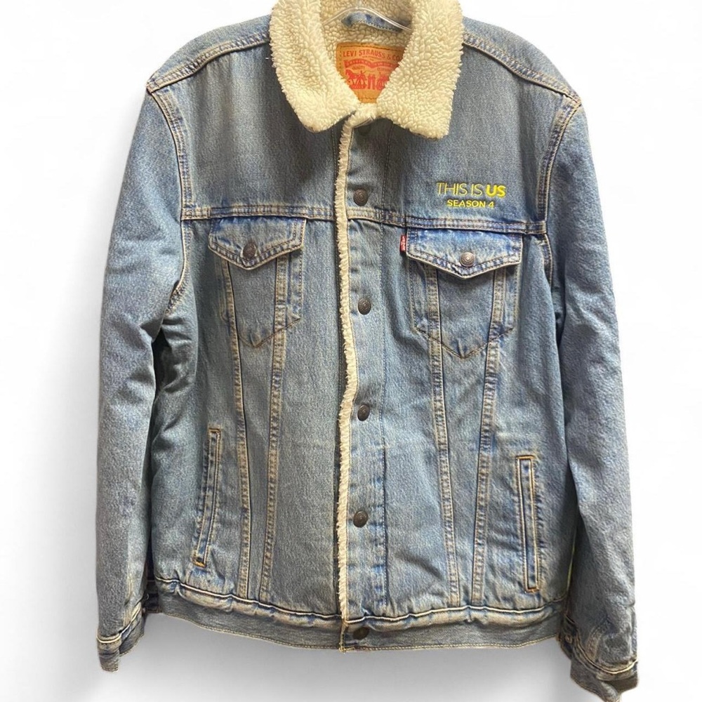 Levi's Blue Denim Jacket with Cream Sherpa Collar